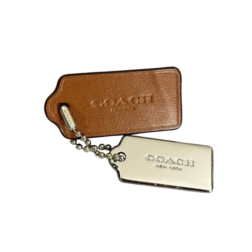 Coach New York Leather & Silver Hang Tag Bag Charm Keychain Y2K Vintage